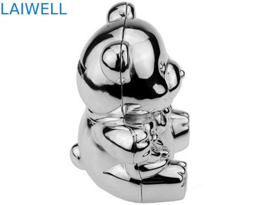 Cute Silver Plated Teddy Bear Coin Bank Die Casting 105*85*118mm