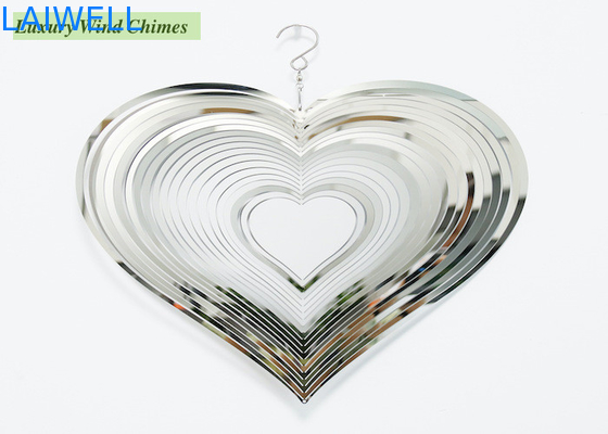 Heart Shape Metal Wind Spinner 0.5mm Silver Stainless Steel Wind Spinner