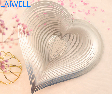 Heart Shape Metal Wind Spinner 0.5mm Silver Stainless Steel Wind Spinner