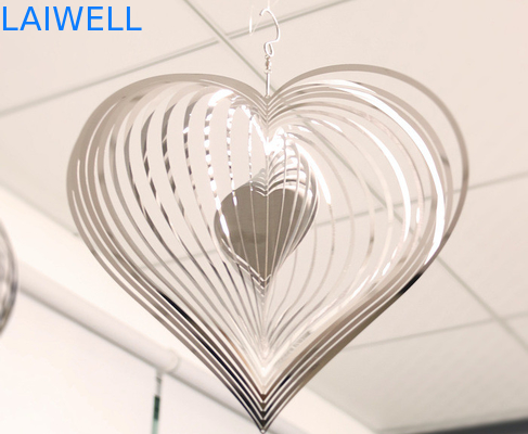 Heart Shape Metal Wind Spinner 0.5mm Silver Stainless Steel Wind Spinner