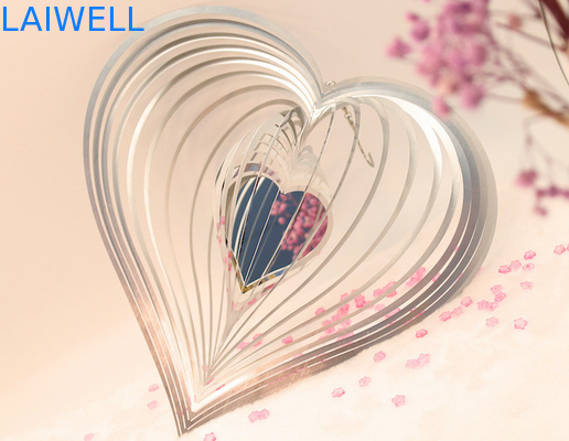 Heart Shape Metal Wind Spinner 0.5mm Silver Stainless Steel Wind Spinner