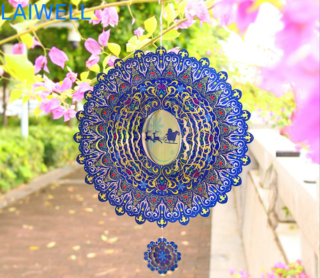 Colorful Stainless Steel Christmas Wind Spinner UV Printing