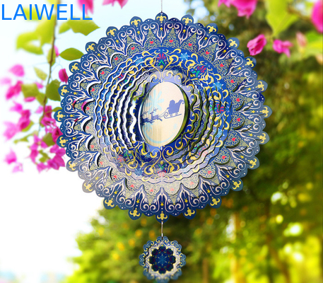 Colorful Stainless Steel Christmas Wind Spinner UV Printing