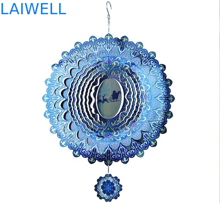 Colorful Stainless Steel Christmas Wind Spinner UV Printing