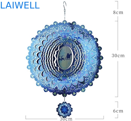 Colorful Stainless Steel Christmas Wind Spinner UV Printing