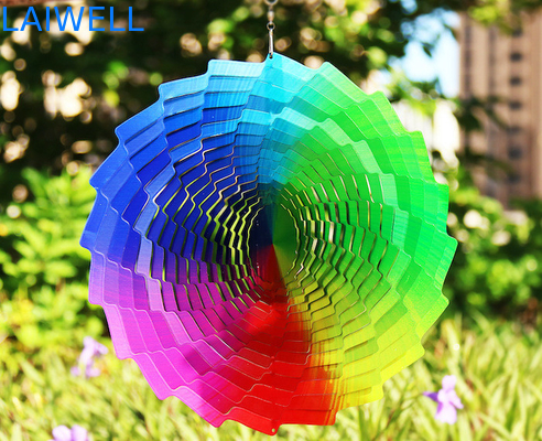 Multi Colored UV Printed Garden Steel Wind Spinner 30*30cm