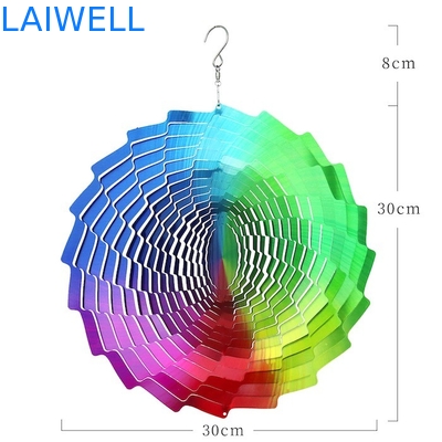 Multi Colored UV Printed Garden Steel Wind Spinner 30*30cm
