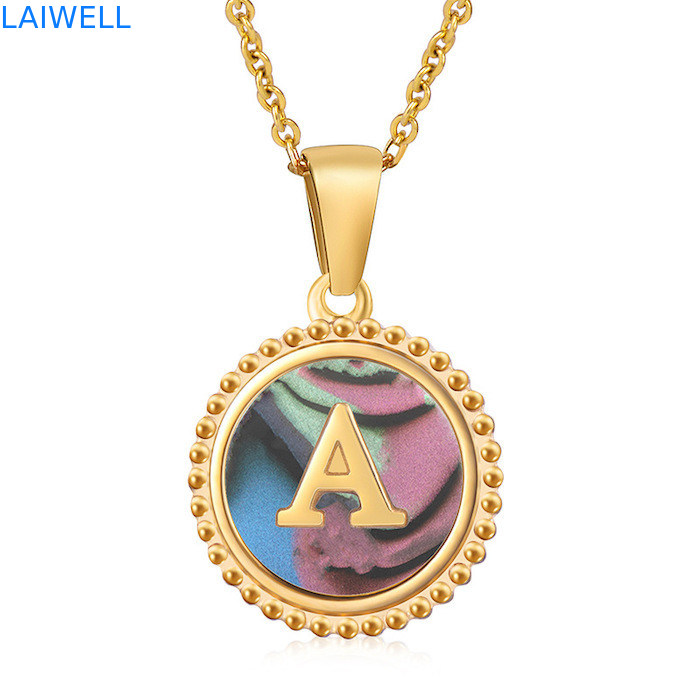 Unique Jewelry 16MM 18K Gold Plated Stainless Steel 3D Shell Letter Necklace Women'S Letter Pendants