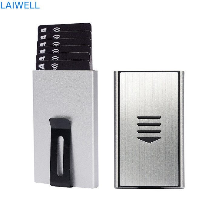 Portable 60*15*100MM Silver Anodized Aluminum Card Wallet With Customizable Laser Engraving
