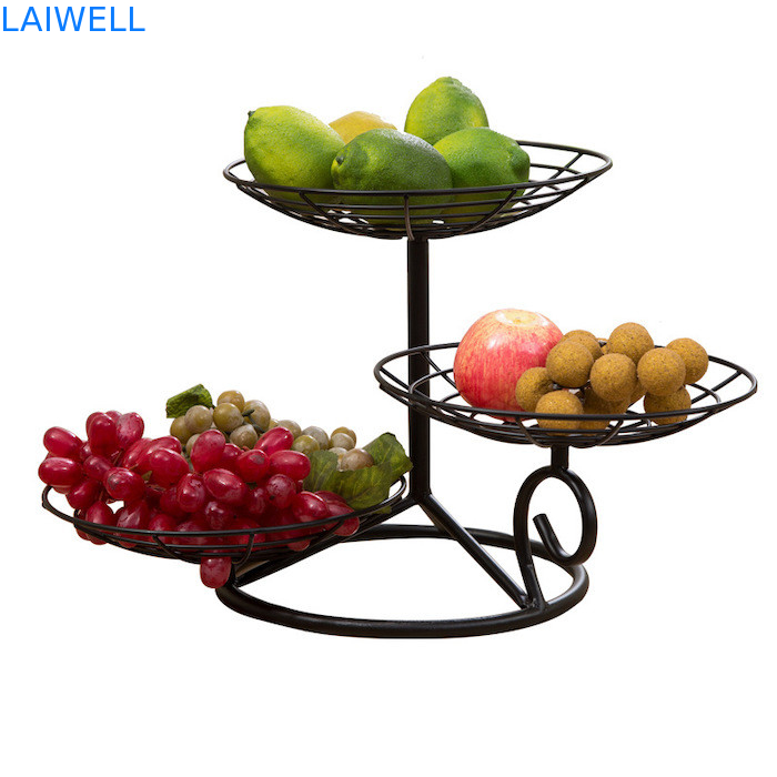 32CM Height Baking Black Metal Iron Multilayer Iron Fruit Tray Custom Design for Convenience