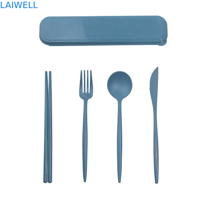 Lightweight Eco Tableware Accessories Food Grade Wheat Straw Fibre 4-PC Flatware Set For High Temperature Environments