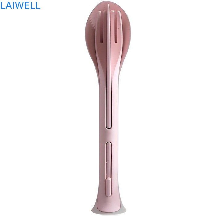 170*40MM Multifunctional Wheat Straw Pink 3-In-1 Flatware Set Reusable Eco Tableware Accessories Lightweight And Suitable For Dining Can Be Used Multiple Times And Easy To Carry And Store