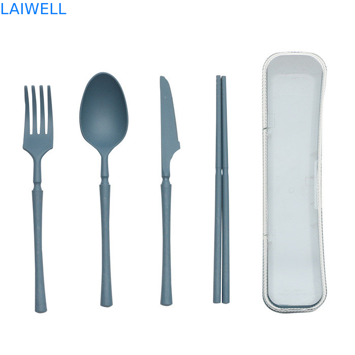 Foldable 4-PC Cutlery Set High Temperature Resistant Eco Tableware Accessories Made Of Wheat Straw Fiber Various Sizes Eco-Friendly And Durable