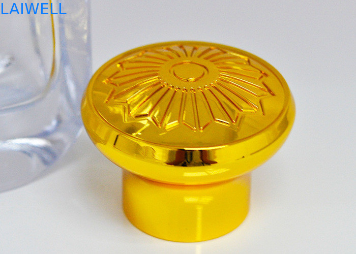 Gold Color Plating Zinc Alloy Perfume Bottle Tops With 17.2mm Inner