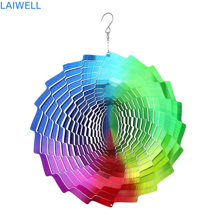 Multi Colored UV Printed Garden Steel Wind Spinner 30*30cm