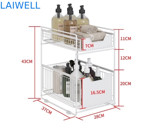 37L*21.5W*43Hcm Stainless Steel Kitchenwares 2 Tier Kitchen Storage Rack