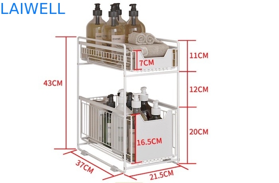 37L*21.5W*43Hcm Stainless Steel Kitchenwares 2 Tier Kitchen Storage Rack