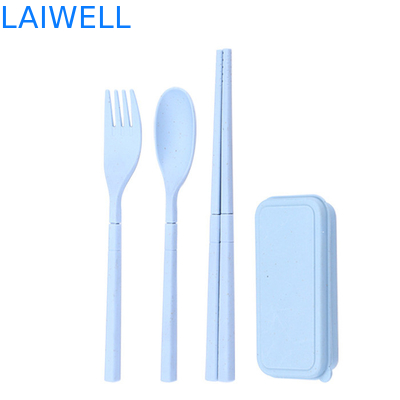 Eco Wheat Straw Fiber Blue Foldable 3-PC Flatware Set Sustainable Tableware Accents Customizable and Reusable for Your Eco-Friendly Business