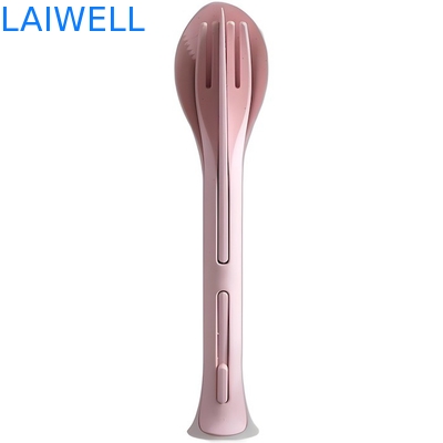 170*40MM Multifunctional Wheat Straw Pink 3-In-1 Flatware Set Reusable Eco Tableware Accessories Lightweight And Suitable For Dining Can Be Used Multiple Times And Easy To Carry And Store
