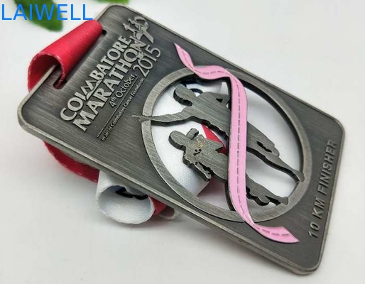 PVD Plating Zinc Alloy Painting Marathon Medals Grey Hollow Out