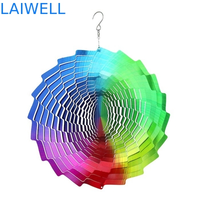 Multi Colored UV Printed Garden Steel Wind Spinner 30*30cm